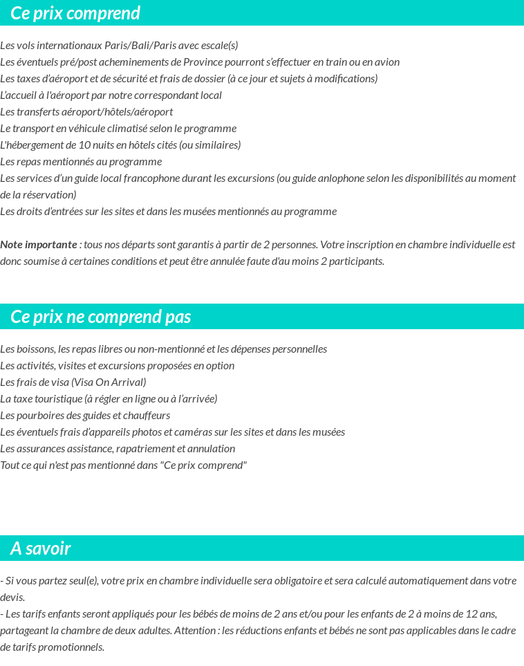 Conditions tarifaires