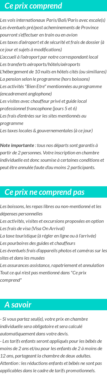 Conditions tarifaires