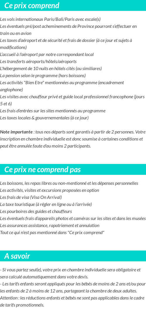 Conditions tarifaires