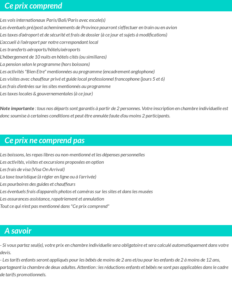 Conditions tarifaires