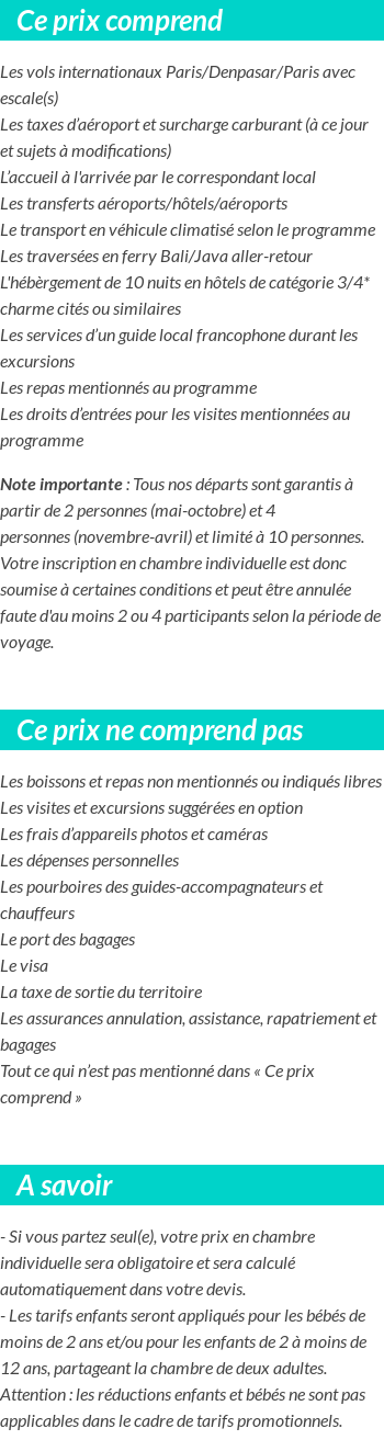 Conditions tarifaires