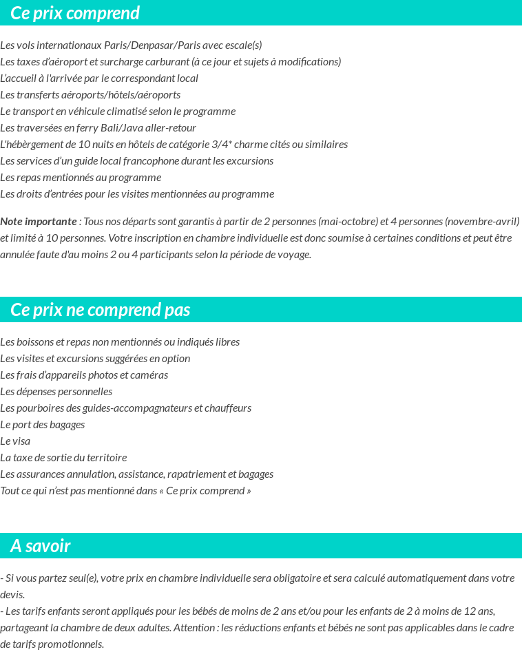 Conditions tarifaires