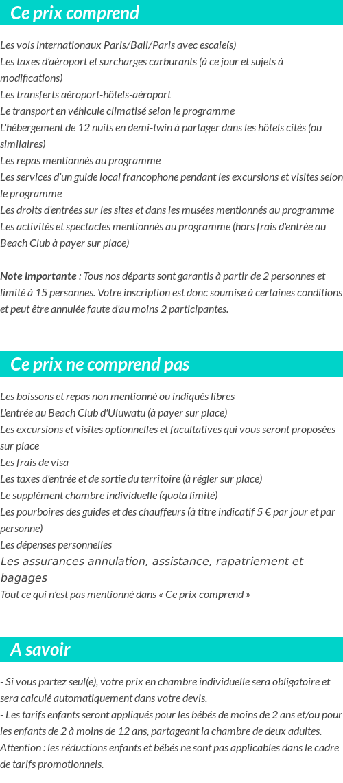 Conditions tarifaires