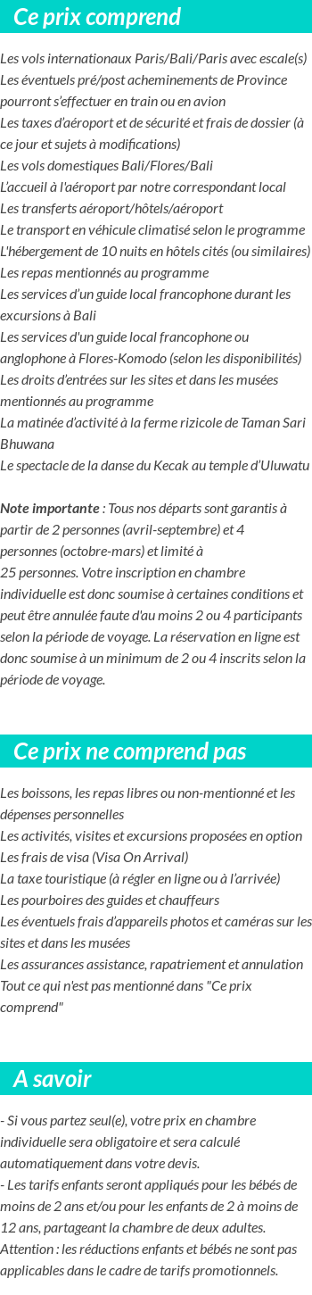 Conditions tarifaires