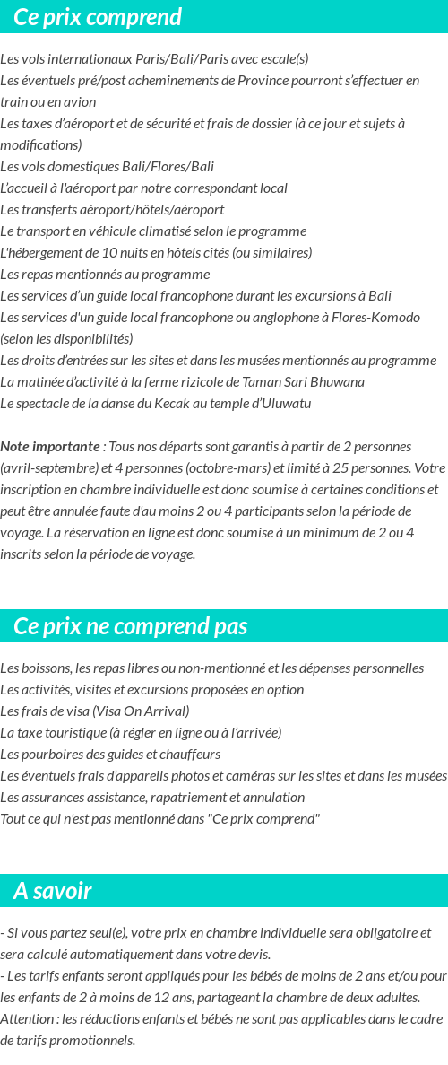 Conditions tarifaires