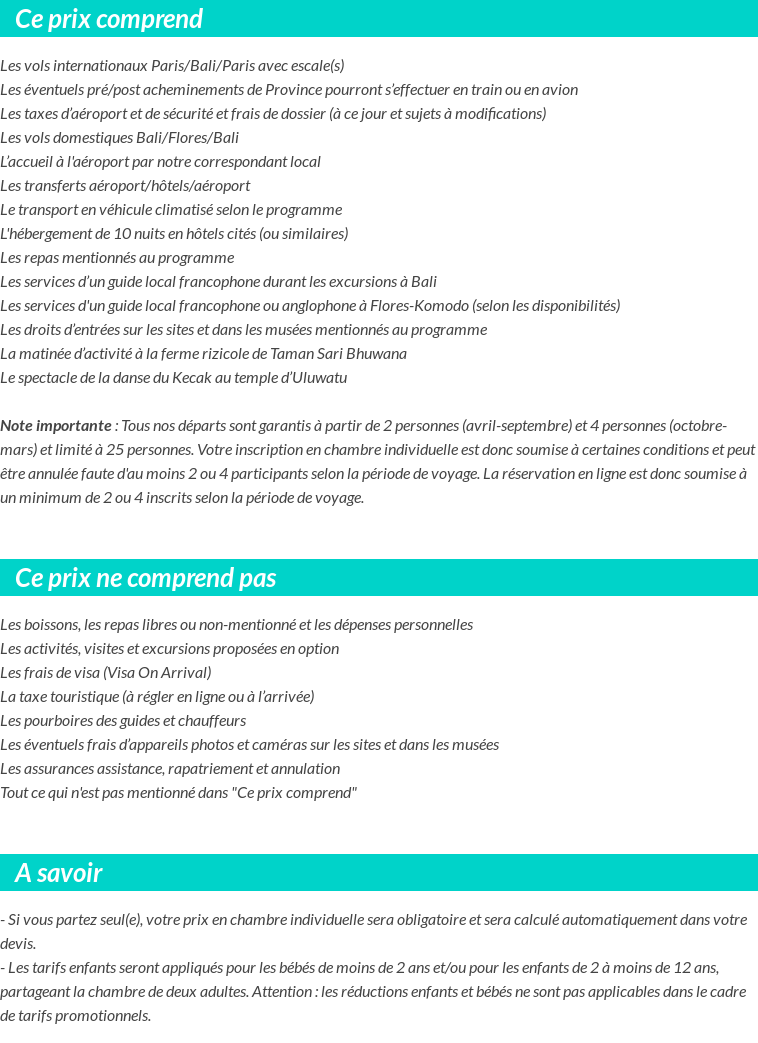 Conditions tarifaires