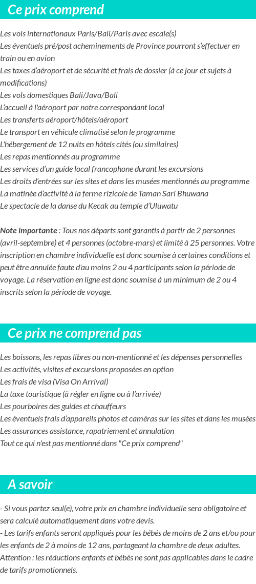 Conditions tarifaires