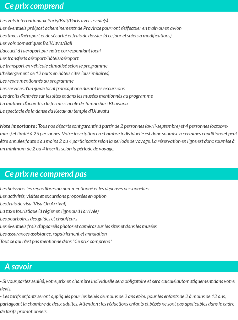 Conditions tarifaires