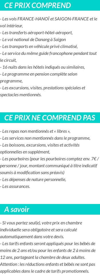 Conditions tarifaires