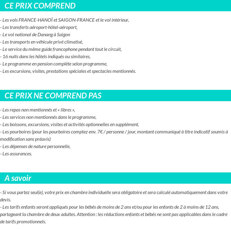 Conditions tarifaires