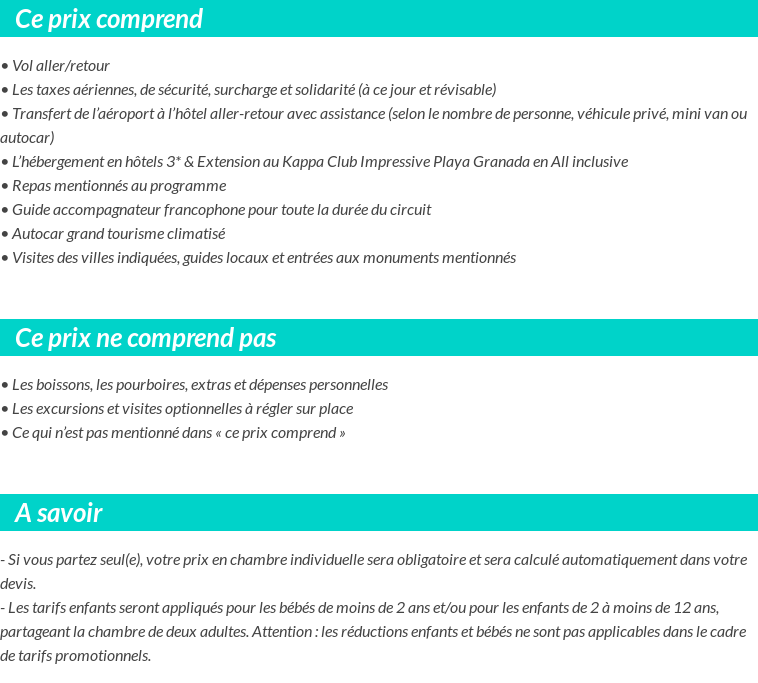 Conditions tarifaires