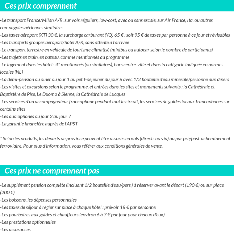 Conditions tarifaires