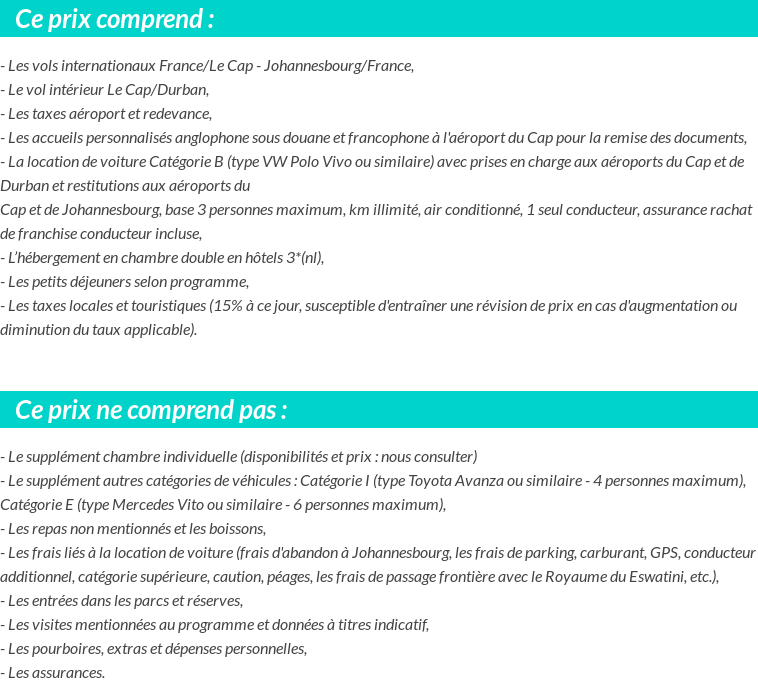 Conditions tarifaires