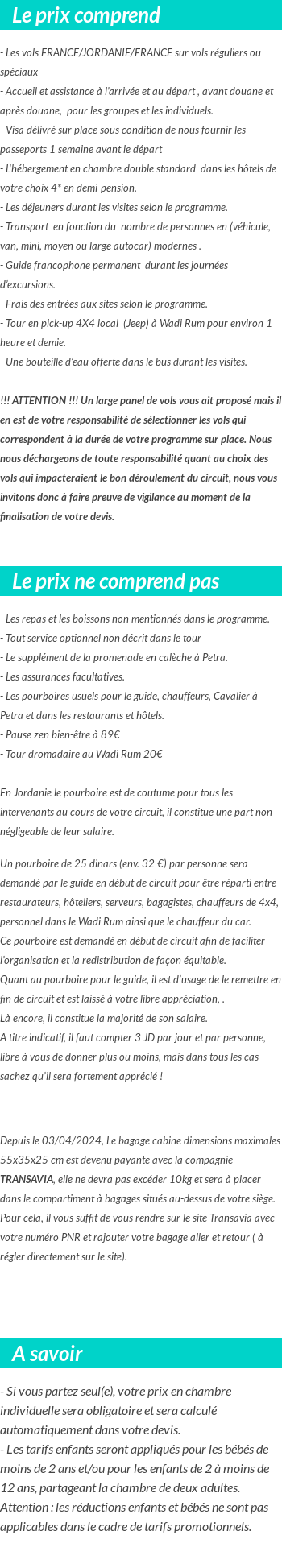 Conditions tarifaires