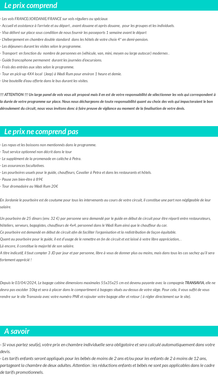 Conditions tarifaires