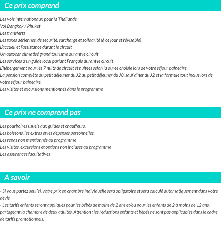 Conditions tarifaires