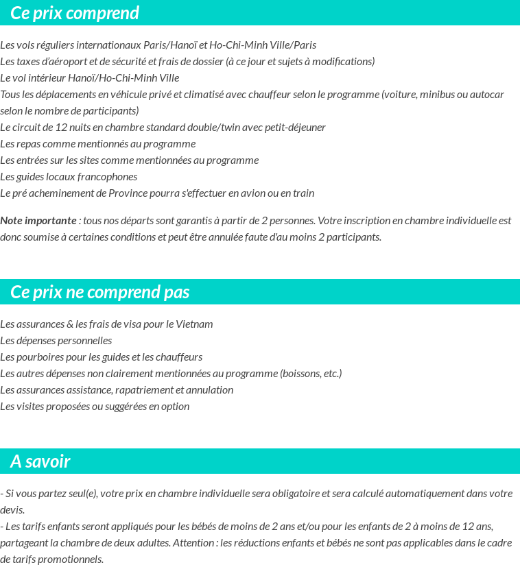 Conditions tarifaires