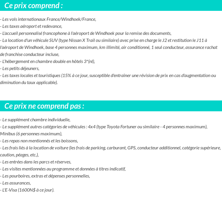 Conditions tarifaires