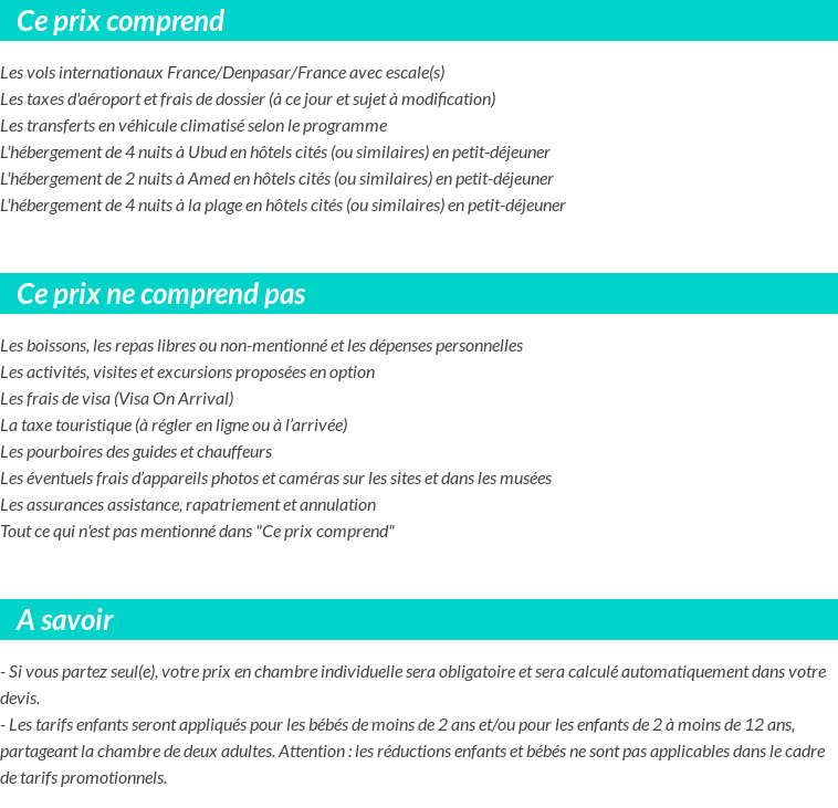 Conditions tarifaires
