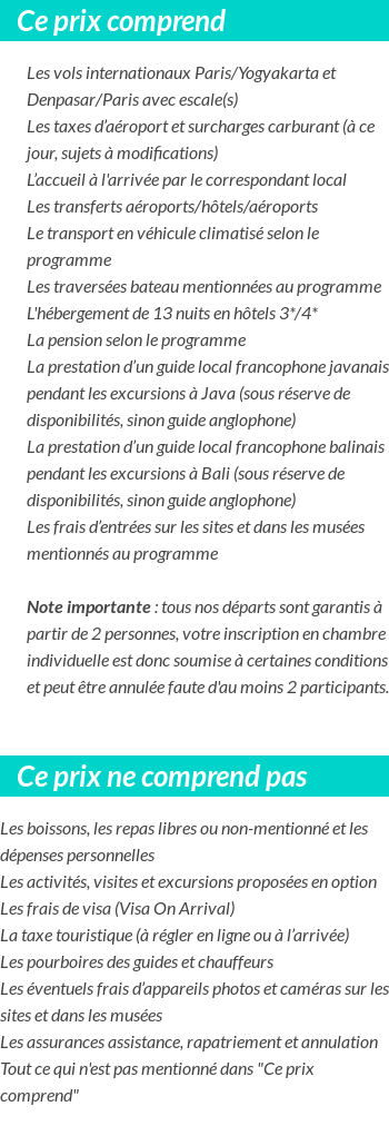 Conditions tarifaires