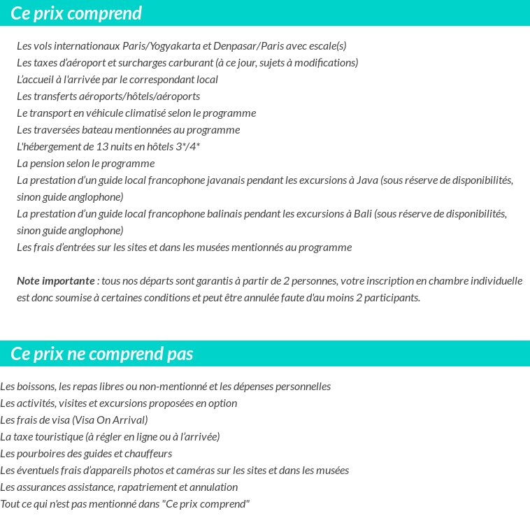 Conditions tarifaires