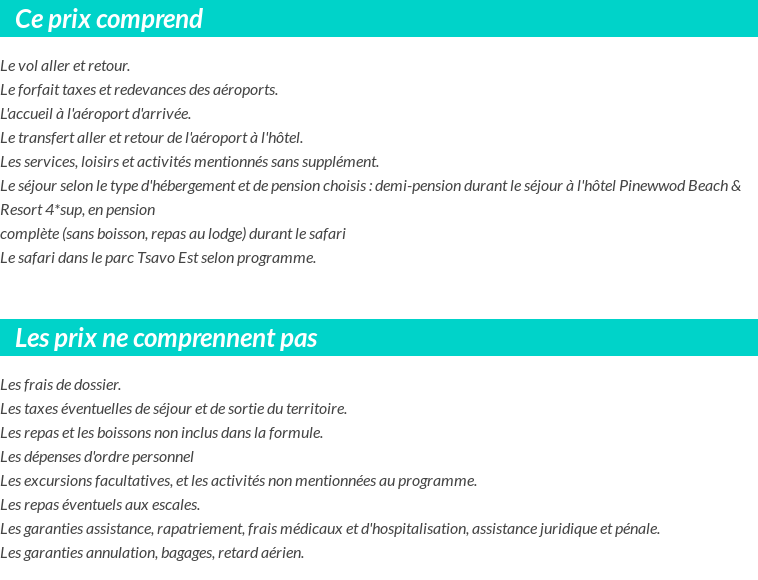 Conditions tarifaires