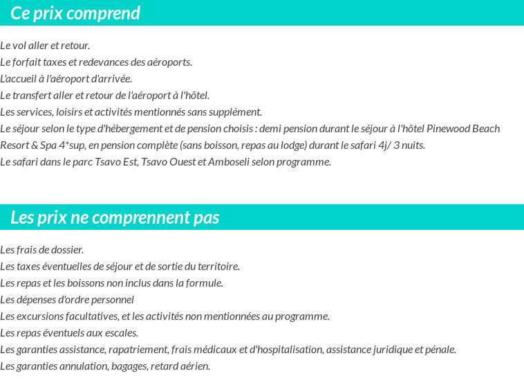 Conditions tarifaires