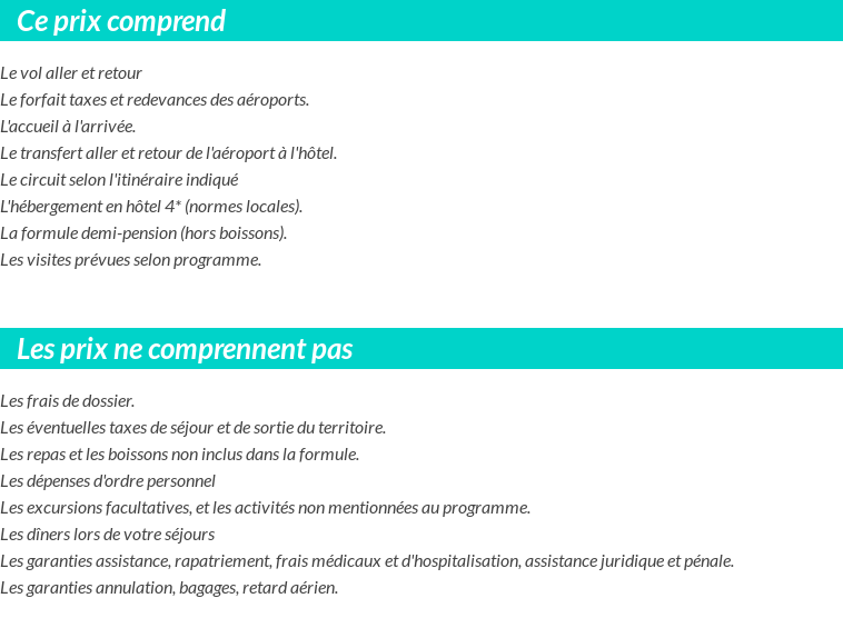 Conditions tarifaires