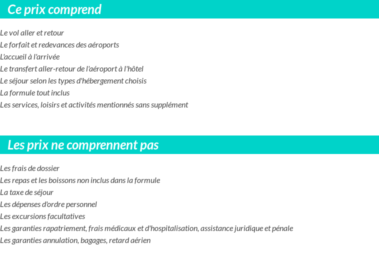 Conditions tarifaires