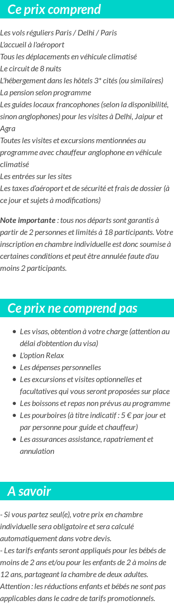 Conditions tarifaires