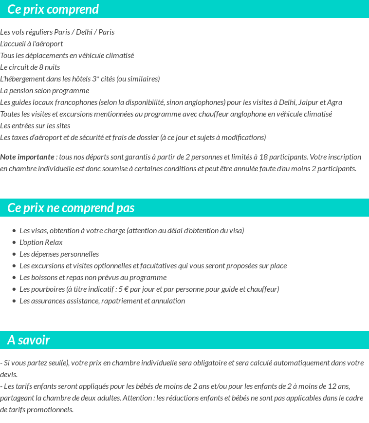 Conditions tarifaires