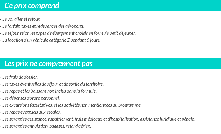 Conditions tarifaires
