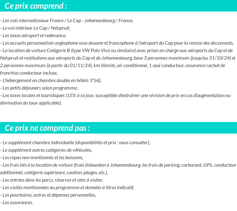 Conditions tarifaires