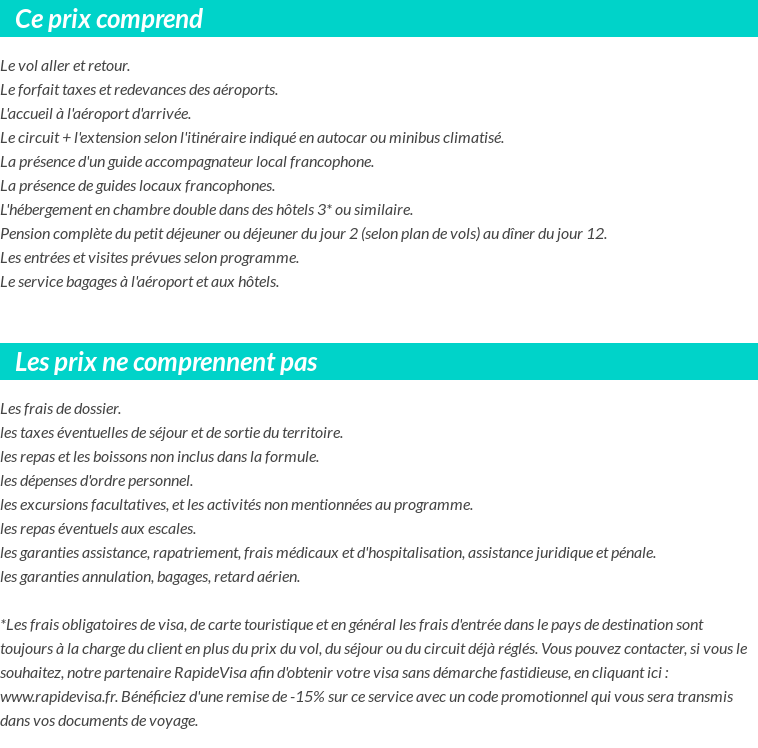 Conditions tarifaires