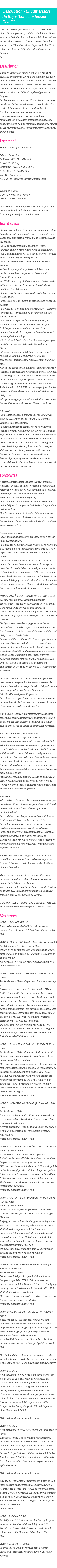 Détails du séjour