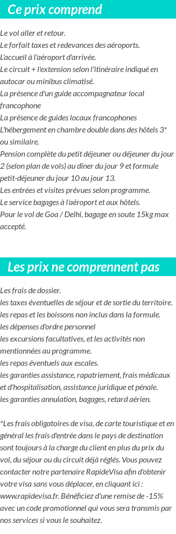 Conditions tarifaires