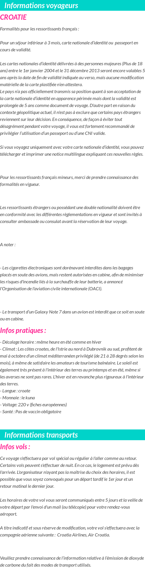 Formalités et infos voyageurs