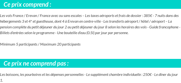 Conditions tarifaires