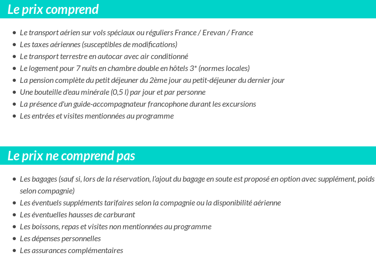 Conditions tarifaires
