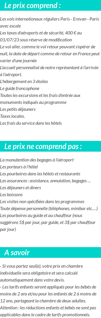 Conditions tarifaires