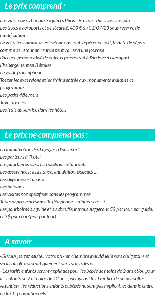 Conditions tarifaires