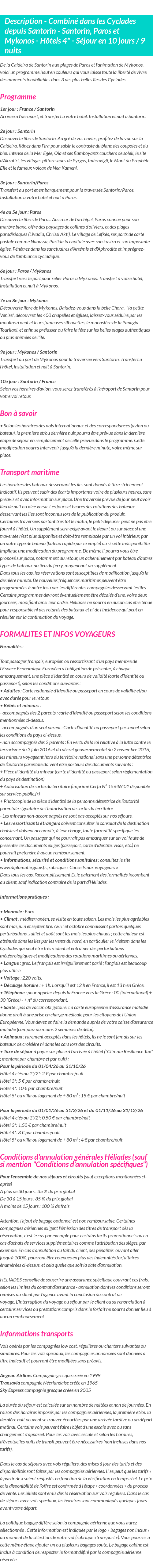Détails du séjour