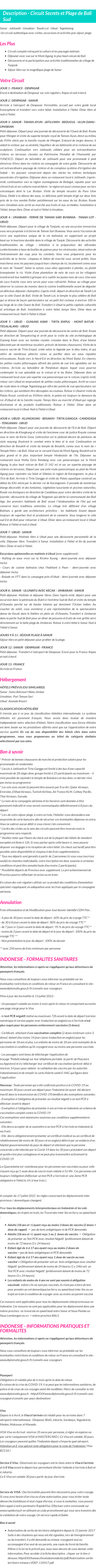 Détails du séjour