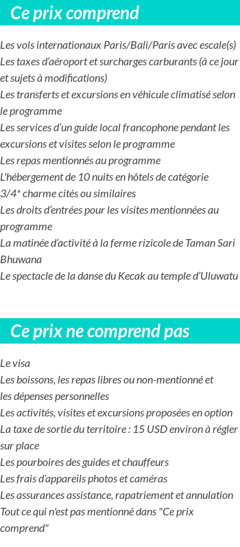 Conditions tarifaires