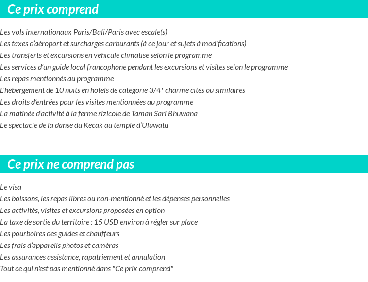 Conditions tarifaires
