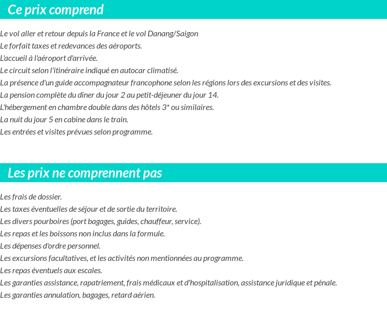 Conditions tarifaires