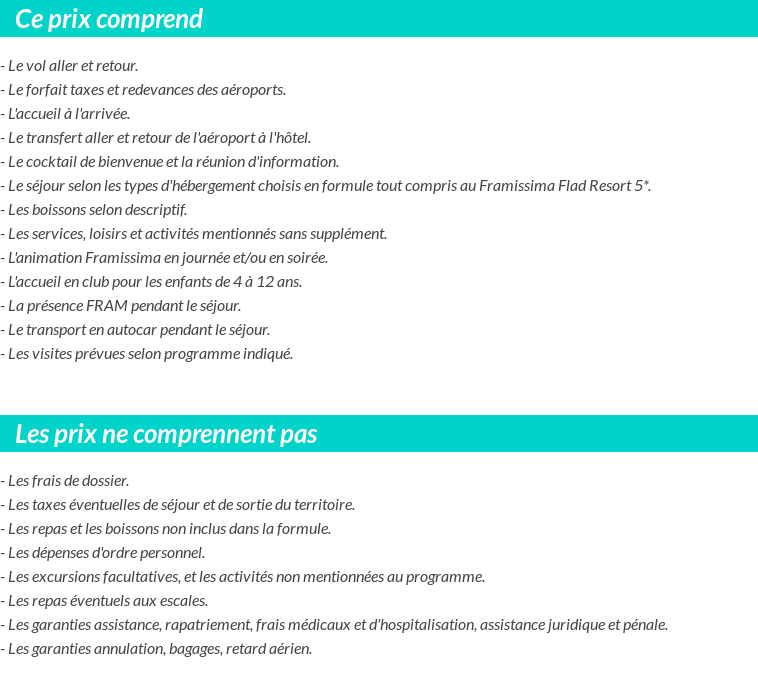 Conditions tarifaires