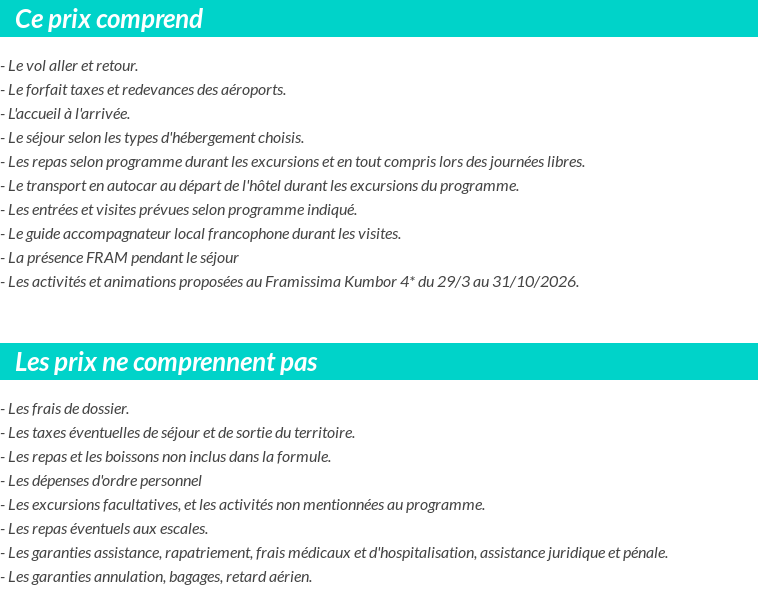 Conditions tarifaires