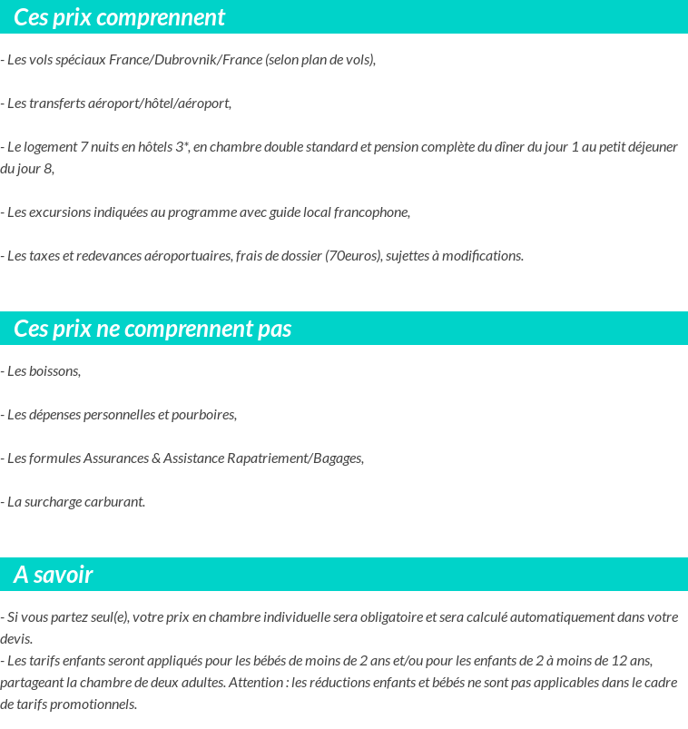 Conditions tarifaires