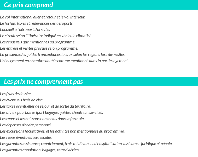 Conditions tarifaires